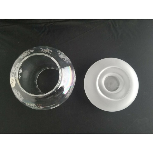 Princess House 487 Crystal Candle 2 Piece Hurricane Lamp Snowflakes Winter - Picture 9 of 12